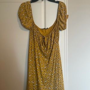 $$Yellow floral pattern dress